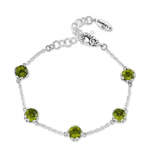 Sterling Silver Peridot Station Bracelet