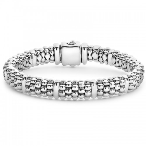 Lagos 9mm Silver Station Caviar Bracelet