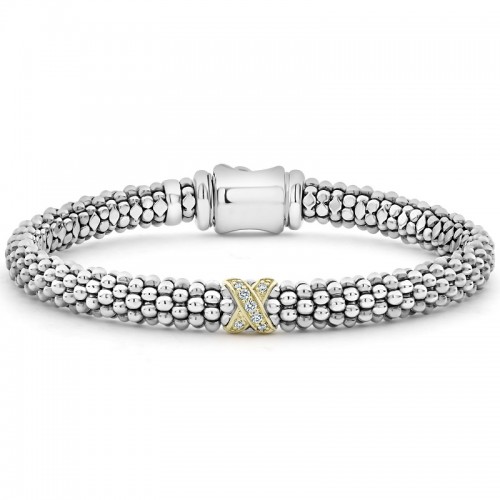 Lagos Single Station X Two Tone Diamond Bracelet