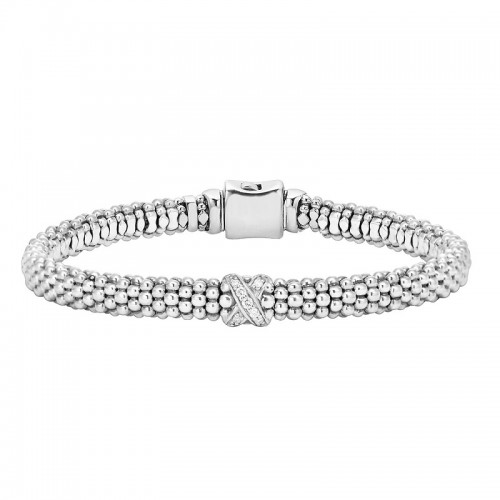 Lagos 6mm Single Station X Silver Diamond Bracelet