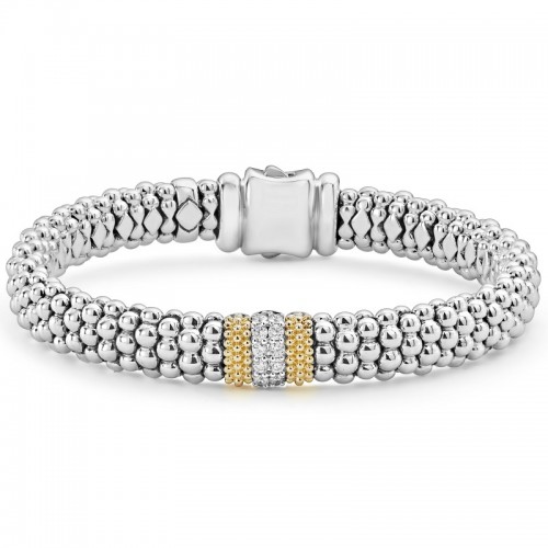 Lagos 9mm Single Station Diamond Caviar Bracelet