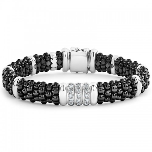 Lagos 9mm Three Station Ceramic Diamond Bracelet