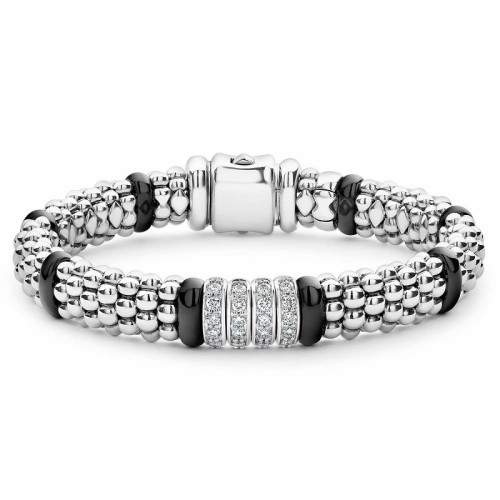 Lagos Four Station Diamond Caviar Bracelet