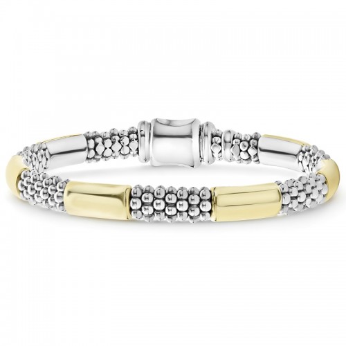 Lagos 6mm Gold Station Caviar Bracelet