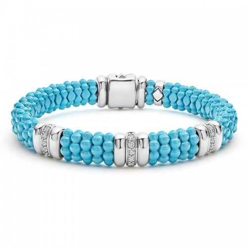 Lagos Three Station Ceramic Diamond Bracelet