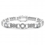 Lagos Three Station Diamond Circle Caviar Bracelet