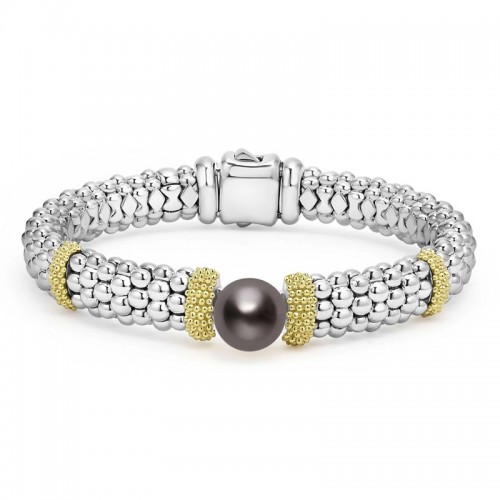 Lagos 9mm Two-Tone Tahitian Black Pearl Bracelet