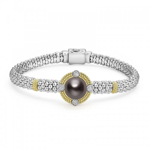 Lagos 6mm Tahitian Black Pearl and Diamond Bracelet