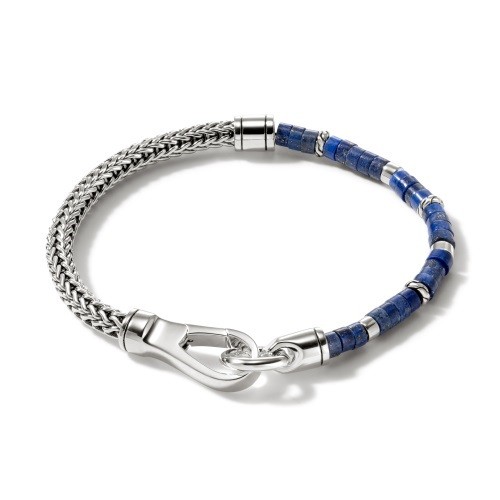 John Hardy 4.5mm Heishi Bracelet with Lapis Lazuli and Hook Clasp