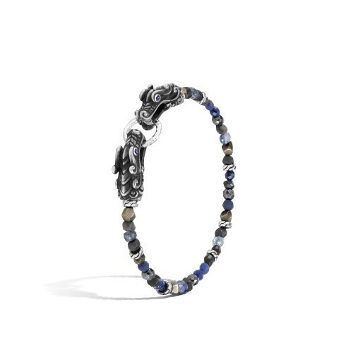 John Hardy 4mm Beaded Double Naga Bracelet with Gemstones