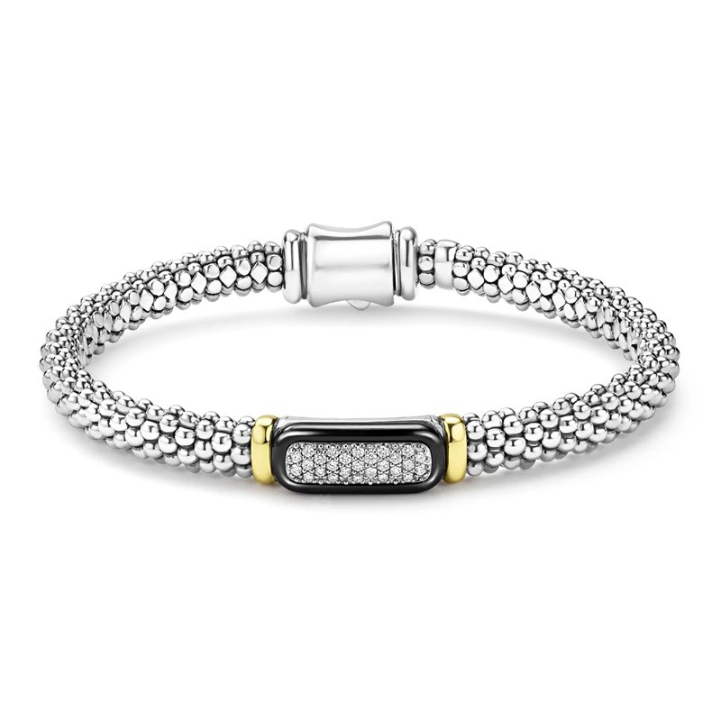 Lagos Black Caviar Two-Tone 6mm Diamond Bracelet