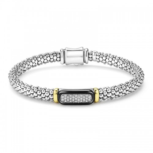 Lagos Black Caviar Two-Tone 6mm Diamond Bracelet