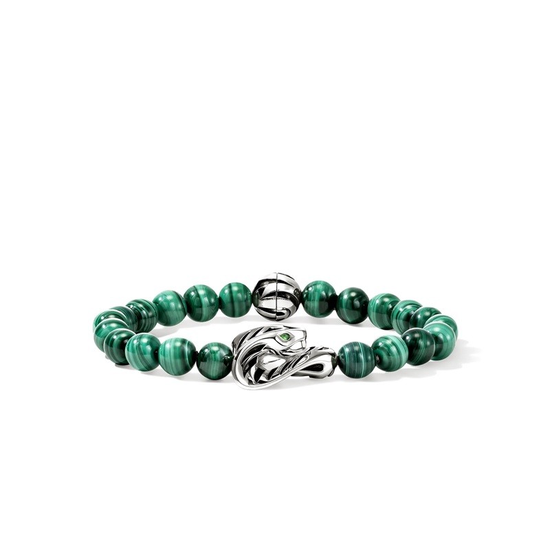 John Hardy 8mm Legends Cobra Bracelet with Malachite