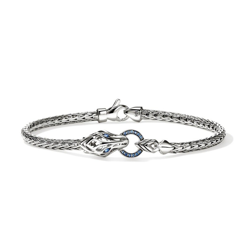 John Hardy 3.5mm Naga Bracelet with Blue Sapphires in Sterling Silver