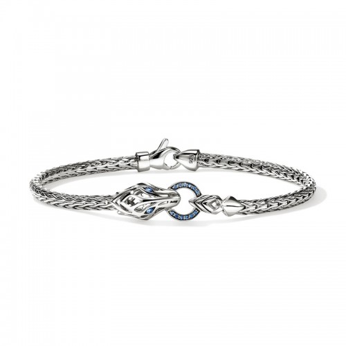 John Hardy 3.5mm Naga Bracelet with Blue Sapphires in Sterling Silver