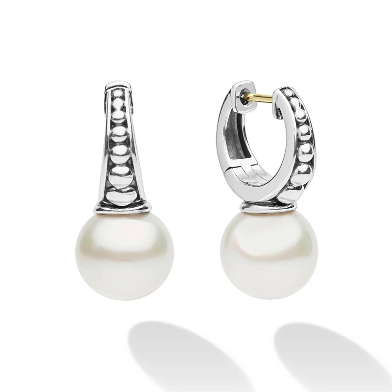 Lagos Sterling Silver Pearl Drop Huggies