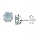 Sterling Silver Round Aquamarine Studs