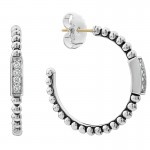 Lagos 30mm Beaded Diamond Hoop Earrings