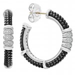 Lagos 30mm Ceramic Beaded Diamond Hoop Earrings