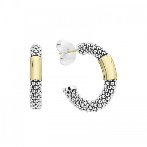 Lagos 27mm Gold Station Caviar Hoop Earrings