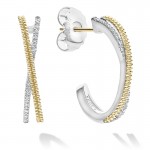 Lagos Thin Gold Caviar X Diamond Earrings