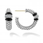 Lagos Ceramic Caviar Diamond Hoop Earrings