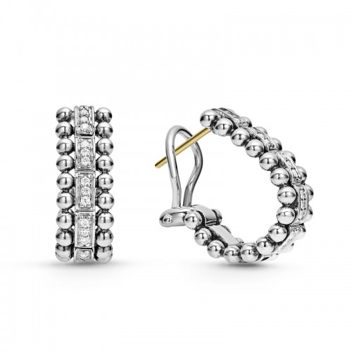 Lagos Beaded Diamond Hoop Earrings