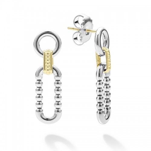 Lagos Two Tone Link Drop Earrings