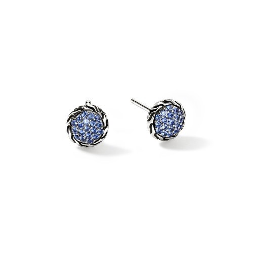 John Hardy Essentials 7mm  Studs with Blue Sapphires