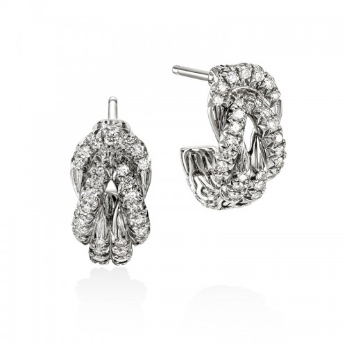 John Hardy Love Knot Earrings with Diamonds in Sterling Silver