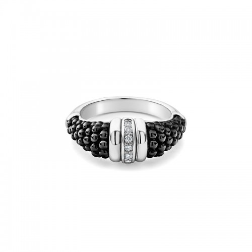 Lagos Black Caviar Ceramic Diamond Stacking Ring