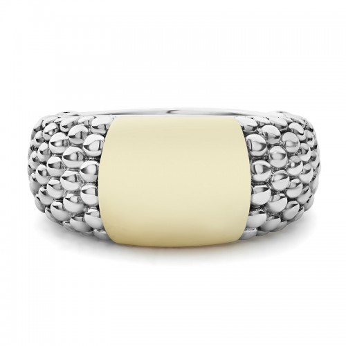 Lagos 10mm Gold Station Caviar Ring
