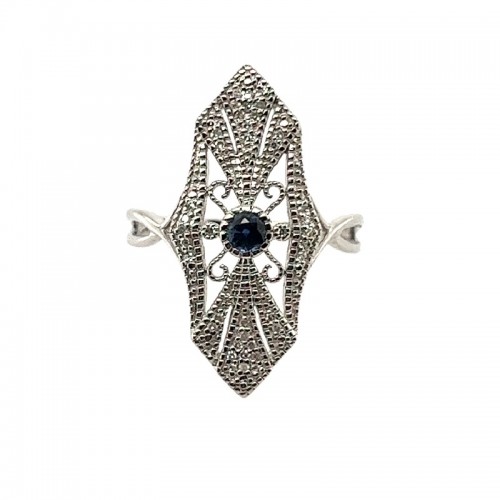 Sterling Silver Blue Sapphire Ring