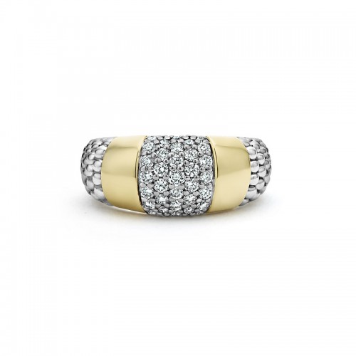 Lagos High Bar Gold Station Diamond Ring