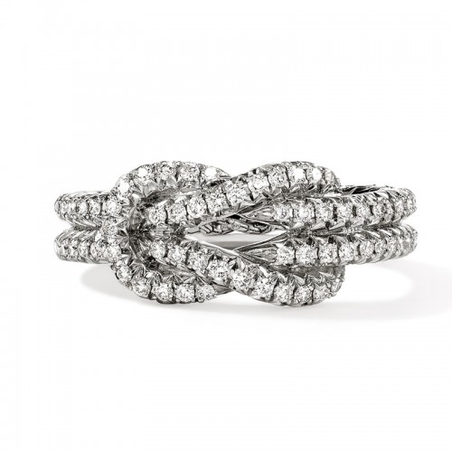 John Hardy Love Knot Ring with Diamonds in Sterling Silver