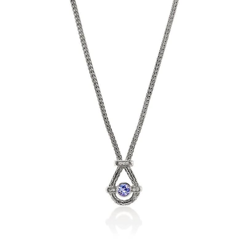 John Hardy 1.8mm Icon Necklace with Tanzanite and Diamonds