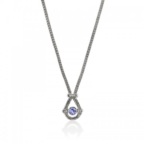 John Hardy 1.8mm Icon Necklace with Tanzanite and Diamonds
