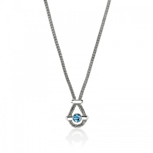 John Hardy Icon Necklace with Swiss Blue Topaz in Sterling Silver