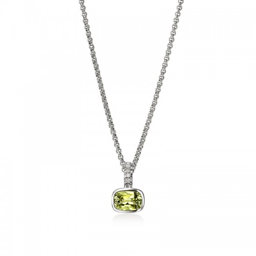 John Hardy Heishi Silver Pendant with Peridot and Diamonds