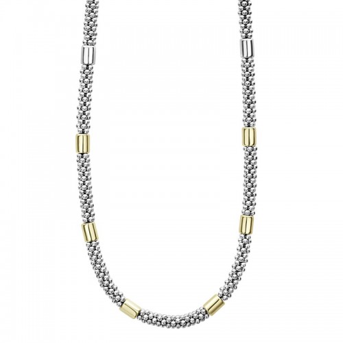 Lagos 5mm Gold Station Caviar Necklace