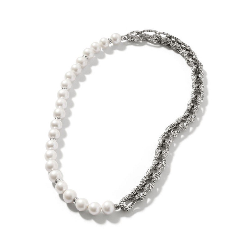 John Hardy Asli Link Chain Pearl Necklace