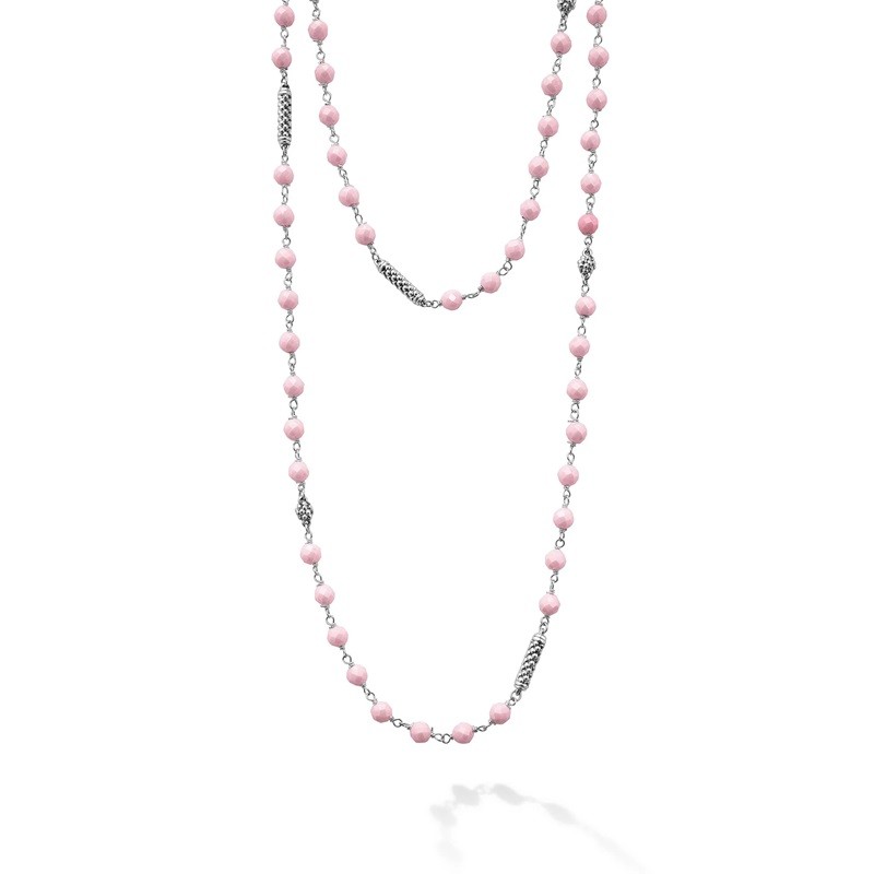 Lagos Long Pink Ceramic Beaded Necklace