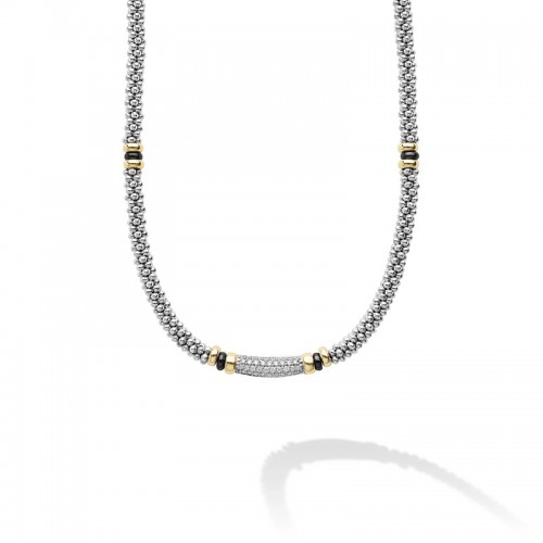 Lagos Black Caviar Two-Tone 3mm Diamond Necklace
