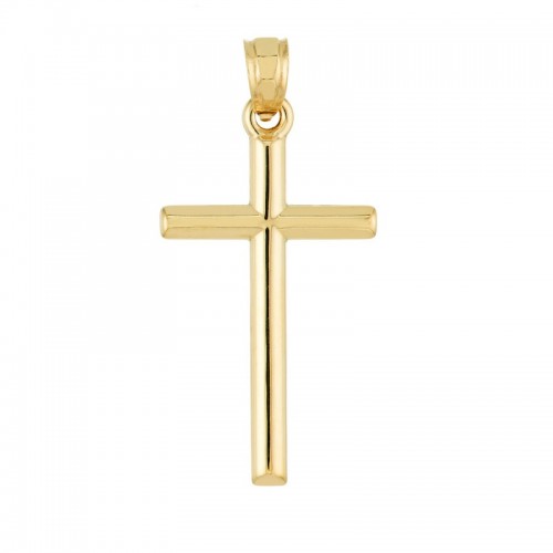 14K Yellow Gold Hollow 3D Cross