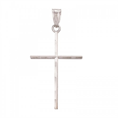 14K White Gold Cross Pendant