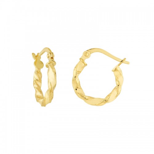 Twisted 10K Yellow Gold Mini Hoops