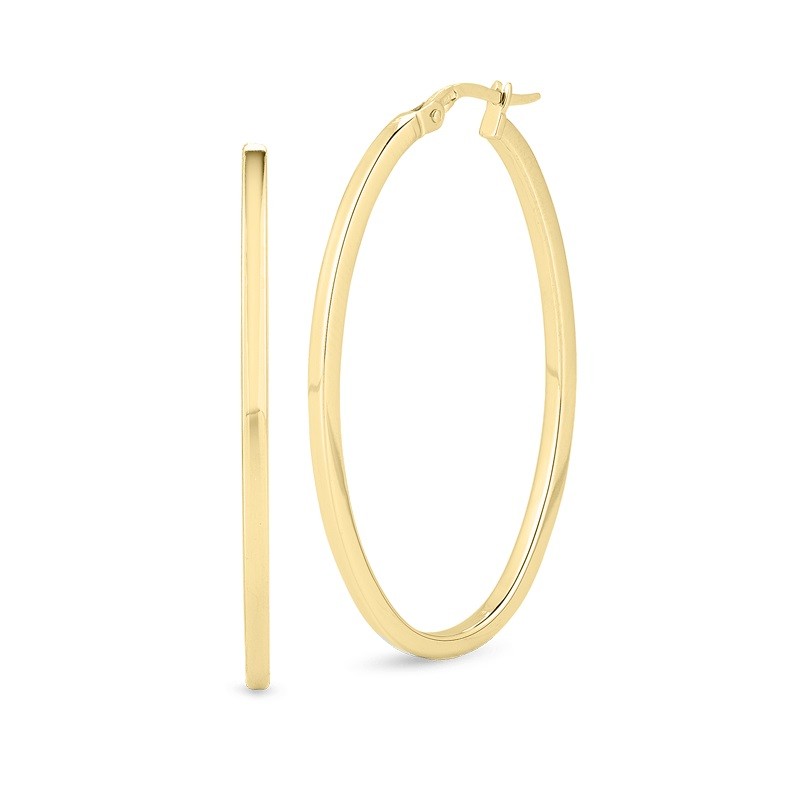 Roberto Coin 18K Large Square Edged Oval Hoops