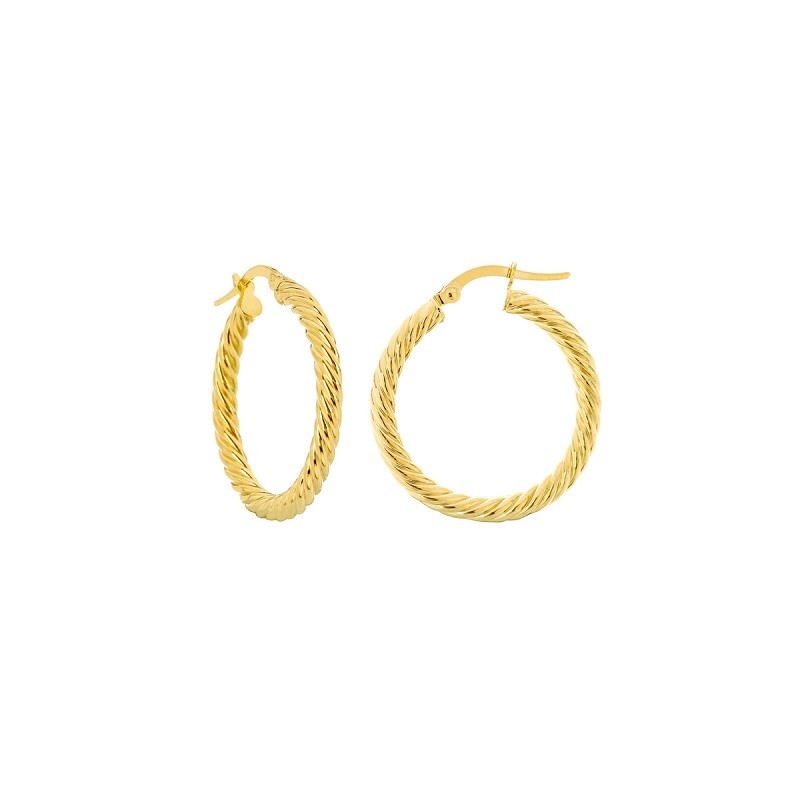 Twisted Yellow Gold Rope Hoops