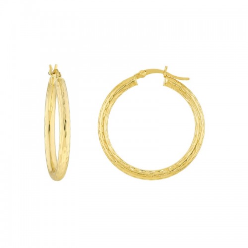 Diamond Cut Tube Hoops 3x30mm 10K