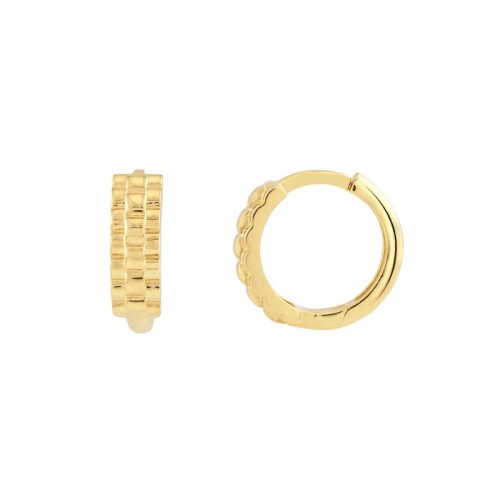 Basket Weave Huggies in 14K Yellow Gold